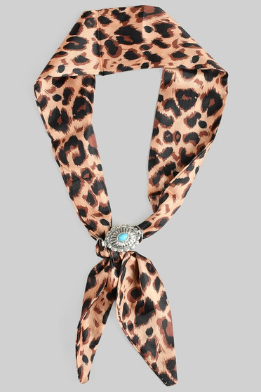 Cheetah Print Neck Scarf With Bolo