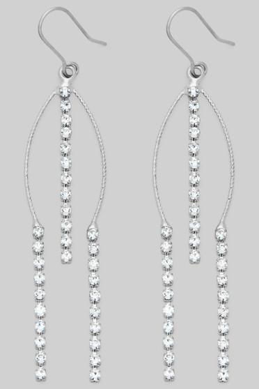 Triple Drop Linear Cz Stone Earrings