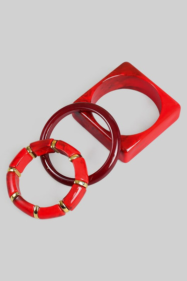 Three Piece Acrylic Stretch And Cuff Bracelet Set