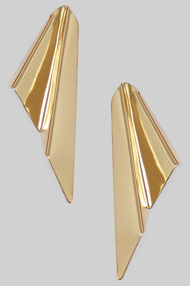 Large Folded Brass Drop Earrings