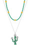 Cactus Pendant Beaded Layered Necklace