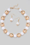 Gold And Pearl Necklace And Earring Set