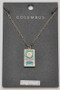 Cz Square Rainbow Tag Pendant Necklace