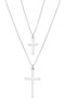 Gold Dipped Double Cross Necklace - #75228N