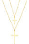 Gold Dipped Double Cross Necklace - #75228N