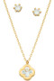Cz Clover Pendant Necklace And Earring Set