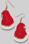 Beaded Santa Hat Earrings