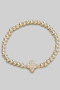 Cz Clover Charm Bead Stretch Bracelet