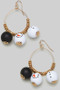 Snowman Wood Bead Teardrop Dangle Earrings 