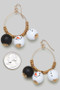 Snowman Wood Bead Teardrop Dangle Earrings 