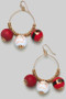 Santa Clause Wood Bead Teardrop Dangle Earrings 