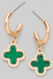 Mop Clover Dangle Huggie Earrings
