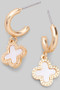 Mop Clover Dangle Huggie Earrings