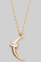 Cresent Pendant Necklace With Baguette Accent