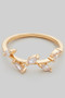 Brass Leaf Ring With Cz Stones