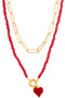 Layered Heart Pendant Chain Necklace