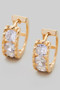 Brass Huggie Earrings With Cz Stones