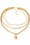 Layered Chain  Lock Pendant Necklace.