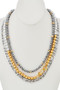 Layered Pearl And Crystal Bead Chain Necklace.