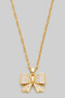 Brass Chain Necklace With Cz Pave Bow Pendant 
