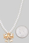 Pearl Necklace With Bow Pendant - #KN23041