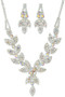 Rhinestone Leaf Necklace Earring Set