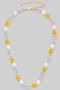Faux Pearl And Beaded Flower Necklace