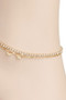 Layered Bow Charm Anklet With Rhinestone Pave