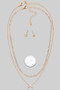 Layered Chain Necklace With Crescent Pendant
