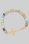 Natural Stone Stretch Bracelet With Cross Charm