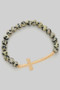 Natural Stone Stretch Bracelet With Cross Charm