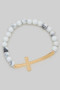 Natural Stone Stretch Bracelet With Cross Charm
