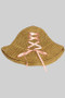 Straw Buckethat With Stain Bow Tie