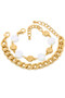 2 Piece Chain Bracelet Set With Pearl Accent. 