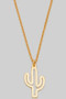 Gold Dipped Cactus Pendant Necklace - #SB-29516