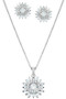 Diamond Flower Pendant And Earring Set