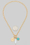 Three Charm Toggle Chain Necklace