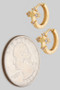 Brass Cz Cross Charm Huggie Earrings