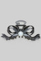 Metal Bow Hair Clip With Pearl Accent