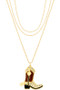 Rhinestone Western Boot Pendant Layered Necklace