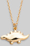 Dainty Brass Stegosaurus Pendant Necklace