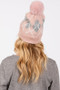 Wool Blended Argyle Fleece Pom Pom Beanie 