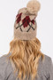 Wool Blended Argyle Fleece Pom Pom Beanie 
