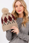 Wool Blended Argyle Fleece Pom Pom Beanie 