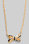 Dainty Brass Bow Pendant Necklace - #IND559