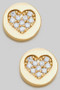 Dainty Brass Round Stud Earrings With Cz Heart