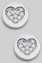 Dainty Brass Round Stud Earrings With Cz Heart