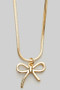 Brass Snake Chain Bow Pendant Necklace
