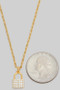 Gold Dipped Cz Pave Lock Pendant Necklace