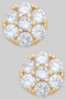Cz Cluster Stone Stud Earrings